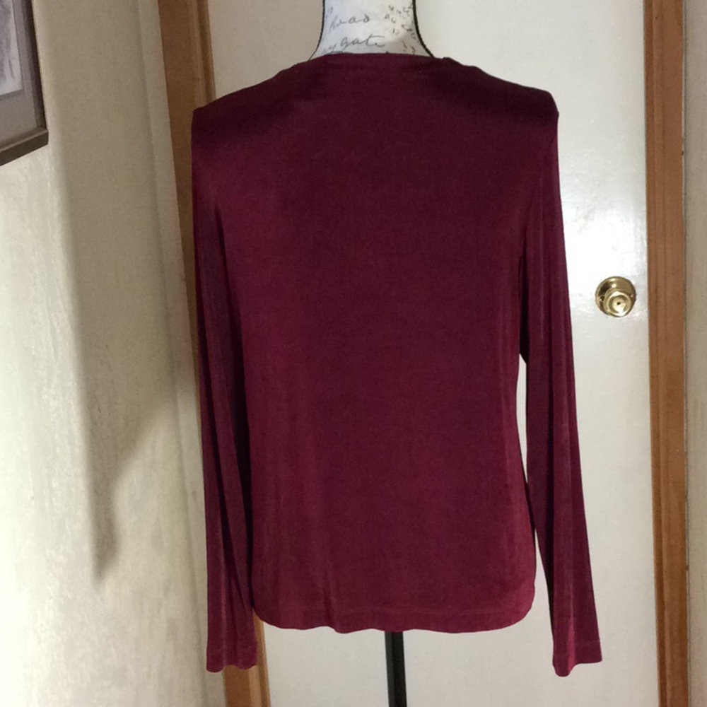 CHICOS  BURGUNDY SPANDEX CARDIGAN - Picture 4 of 6